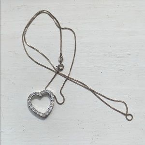 Silver Rhinestone Heart Necklace